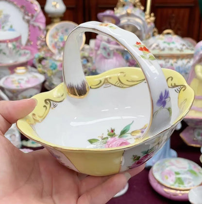 Ceramics Flower Jewelry Storage Box Vase Teapot Flower Basket Jewelry Case Storage Jewelry Organizer Display Home Decor Ornament