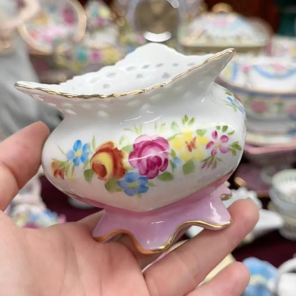 Ceramics Flower Jewelry Storage Box Vase Teapot Flower Basket Jewelry Case Storage Jewelry Organizer Display Home Decor Ornament