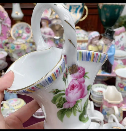 Ceramics Flower Jewelry Storage Box Vase Teapot Flower Basket Jewelry Case Storage Jewelry Organizer Display Home Decor Ornament