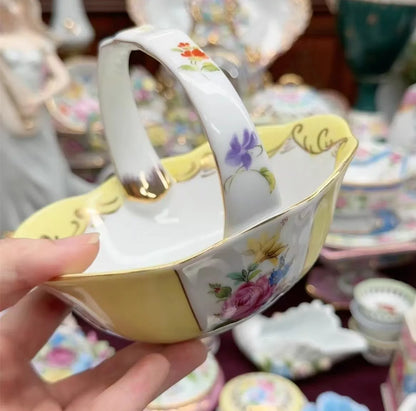 Ceramics Flower Jewelry Storage Box Vase Teapot Flower Basket Jewelry Case Storage Jewelry Organizer Display Home Decor Ornament